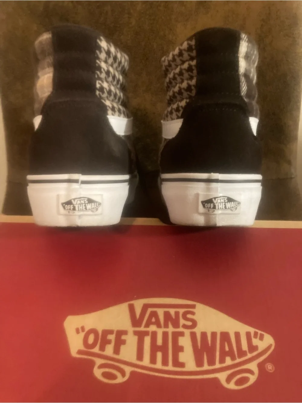 Vans Filmore Hi Platform Brown White High-Top Sneakers Houndstooth and Plaid